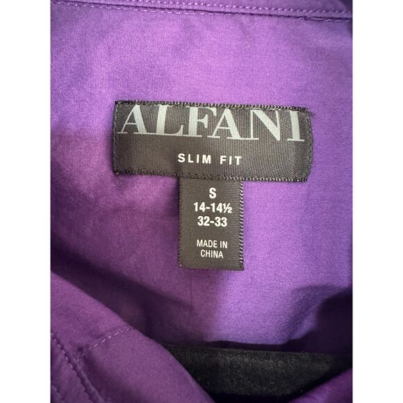 Alfani Men's Slim Fit Performance Dress Shirt Purple Size S 32/33 Cotton Blend - Picture 2 of 4